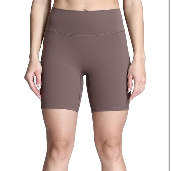 Aoxjox Trinity Workout Biker Shorts 6” • Small • Fudge Coffee - Picture 2 of 6